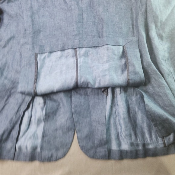 Jos A Bank Reserve Tailored Fit Blue Linen Preppy‎ Beach Wedding men Size 48 - Picture 7 of 11